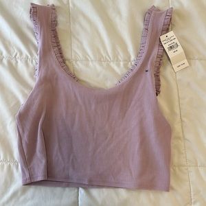 american eagle ruffle cropped tank NWT